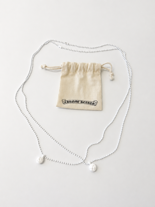 CHROME HEARTS "RESIN CROSSBALL PENDANT BALL CHAIN" NECKLACE WHITE
