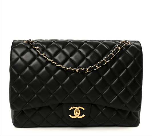 Chanel Lambskin Quilted Maxi Double Flap Black