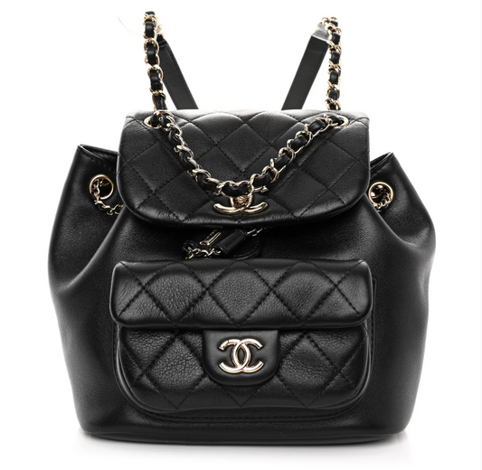 Chanel Lambskin Quilted Small Duma Drawstring Backpack Black