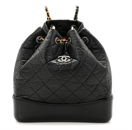 Chanel Aged Calfskin Quilted Small Gabrielle Backpack Black