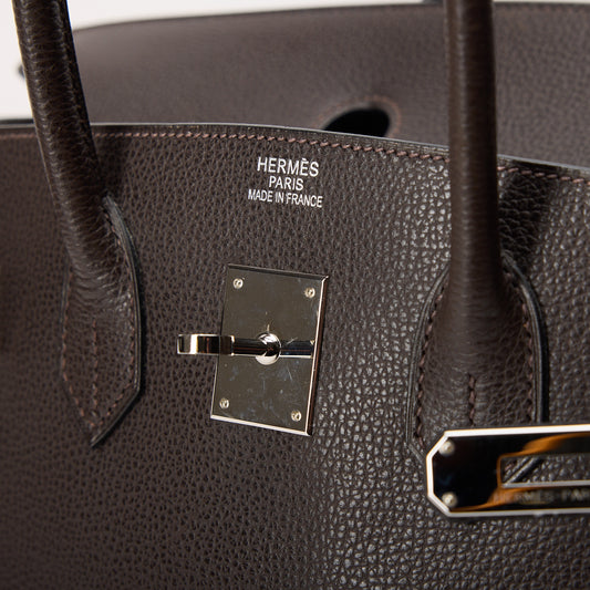 Hermès Birkin 35 Ébène Brown Leather Palladium Hardware