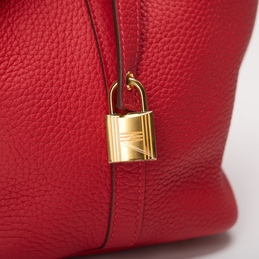 Hermes Taurillon Clemence Picotin Lock 18 PM Rouge Casaque U Stamp 2022 Red