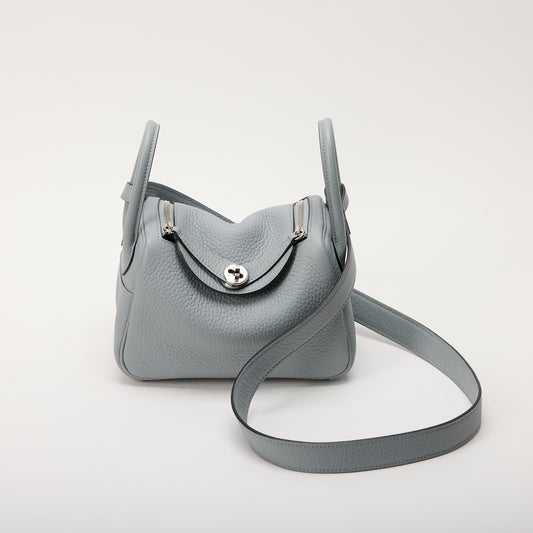Hermes Mini Lindy Bleu Glacier K Stamp 2025