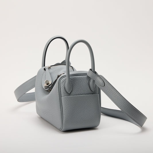 Hermes Mini Lindy Bleu Glacier K Stamp 2025