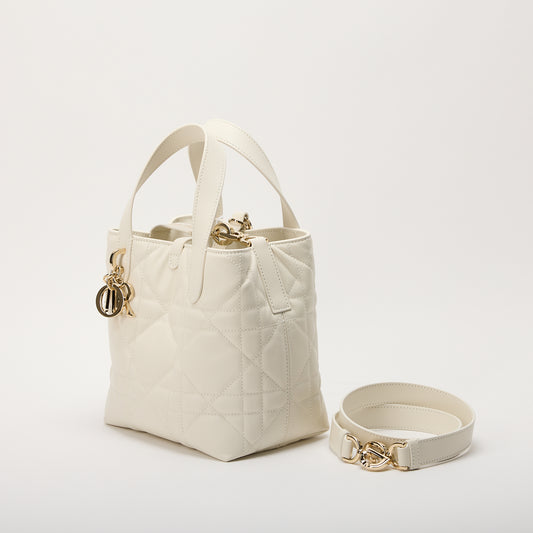 Dior Toujours Vertical Tote Bag In Latte Flat Macrocannage Calfskin Limited Ed.