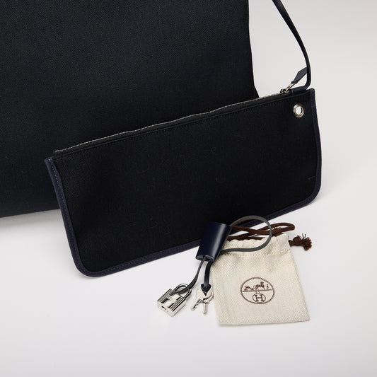 Hermès Herbag 48 Black Canvas & Leather Bag