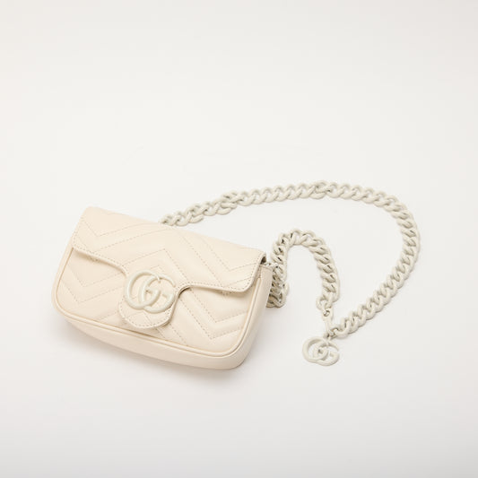 Gucci GG Marmont Matelasse Shoulder Bag Small White Leather/Suede