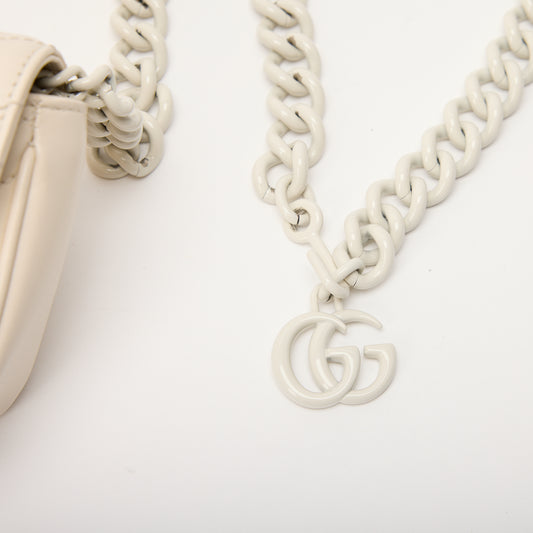Gucci GG Marmont Matelasse Shoulder Bag Small White Leather/Suede