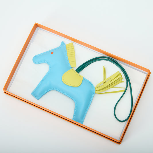 Hermès Rodeo PM Horse Bag Charm Blue & Yellow