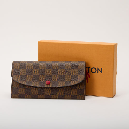 LV Damier Ebene Emilie Wallet Red