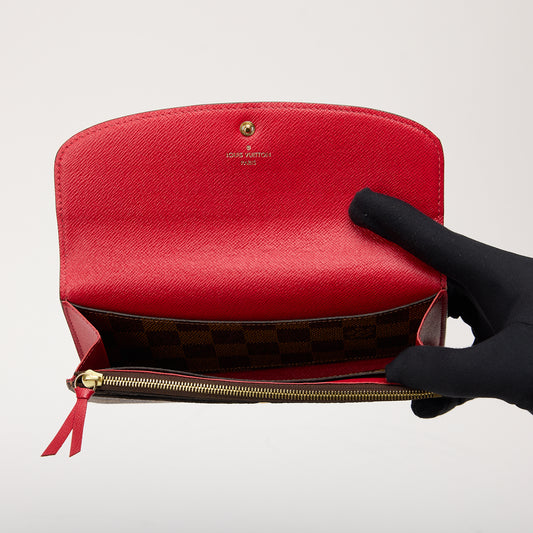LV Damier Ebene Emilie Wallet Red
