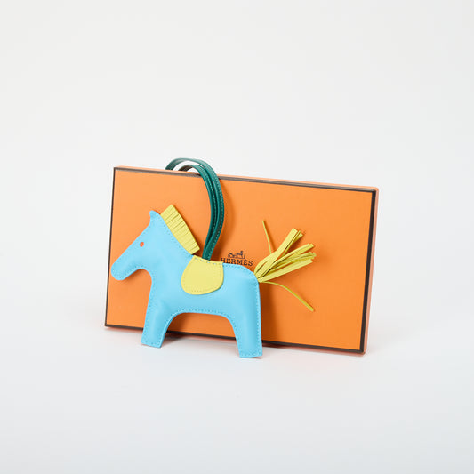Hermès Rodeo PM Horse Bag Charm Blue & Yellow