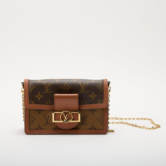 Louis Vuitton Dauphine Crossbody Brown Leather Monogram,Reverse Monogram