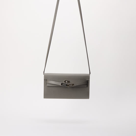 Hermès Kelly To Go Wallet on Strap Etoupe Epsom Palladium Hardware