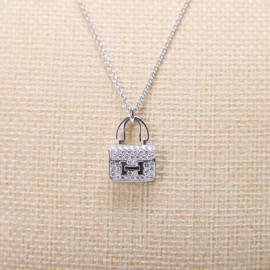 Hermes Constance Pendant Diamond Necklace White Gold