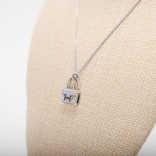Hermes Constance Pendant Diamond Necklace White Gold