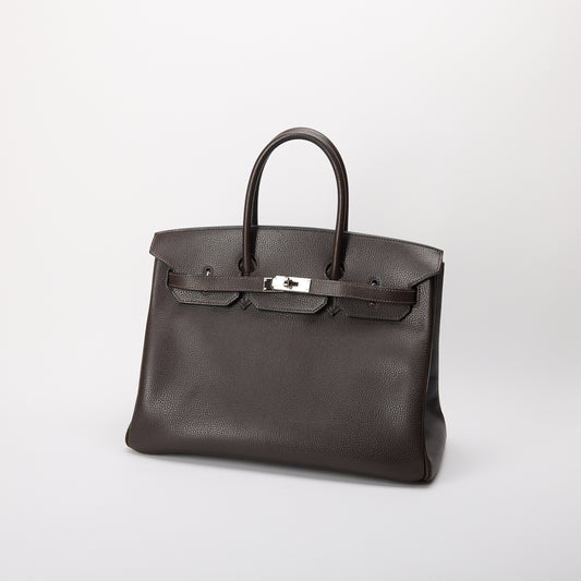 Hermès Birkin 35 Ébène Brown Leather Palladium Hardware