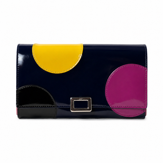 Roger Vivier Multi-Color Star Applique Leather Continental Flap Wallet