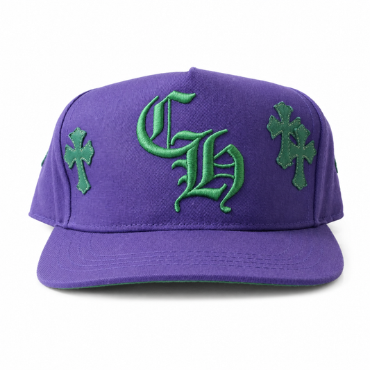 Chrome Hearts Purple Hat With Green Patches