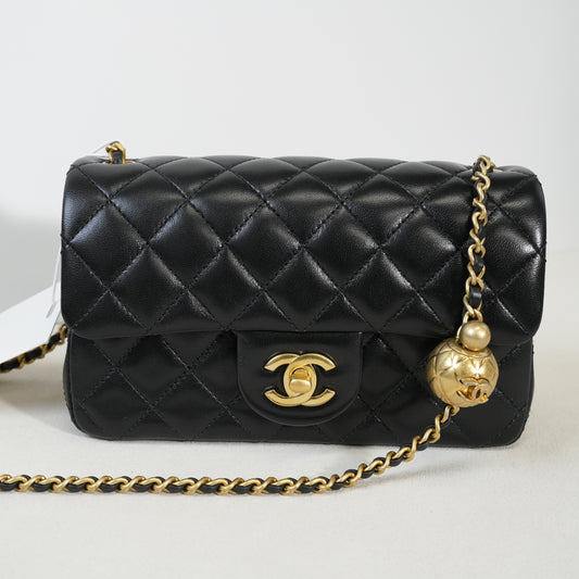 CHANEL Mini Rectangular Flap Bag with Pearl Crush Chain