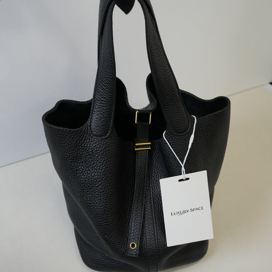 Hermes Taurillon Clemence Picotin Lock 22 MM Black