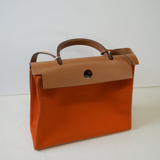 Hermes Toile Vache Hunter Herbag Zip 31 PM Orange