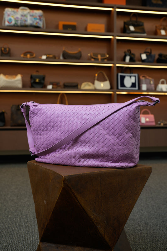 Bottega Veneta Handmade Woven Lambskin Shoulder and Crossbody Bag in Twilight Purple