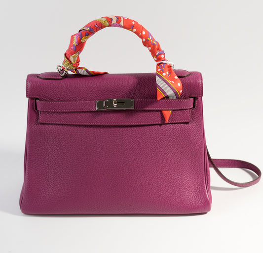 Hermes Kelly Togo 32 Rose Pourpre Square O Stamp 2011