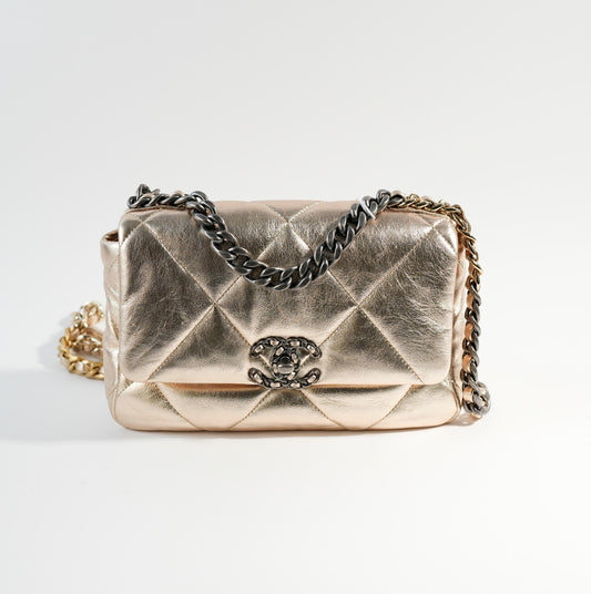 Chanel Medium 19 Flap- Gold Crossbody Bag