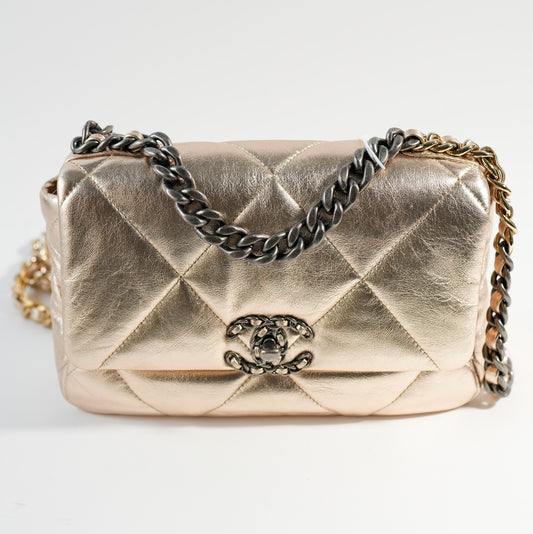 Chanel Medium 19 Flap- Gold Crossbody Bag