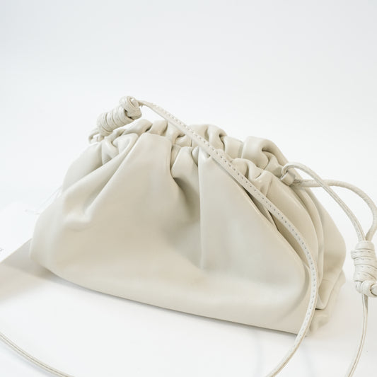 Bottega Veneta The Pouch Small Gathered Leather Light Gray