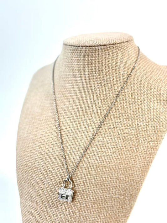 Hermes Constance Pendant Diamond Necklace White Gold