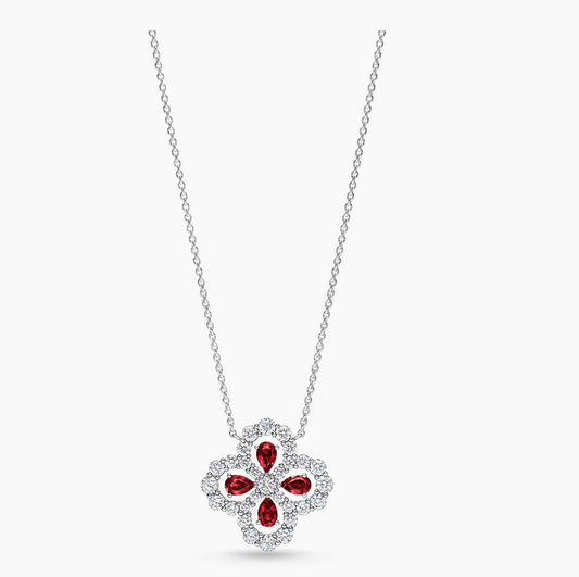 Diamond Loop Full Motif Ruby and Diamond Pendant