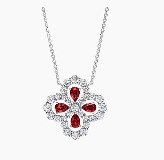 Diamond Loop Full Motif Ruby and Diamond Pendant