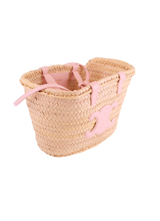 Celine Raffia Calfskin Triomphe Teen Panier Silk Pink