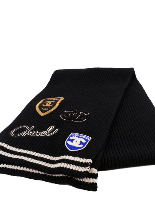 Chanel Cashmere 100 Logo Multi Patch Scarf