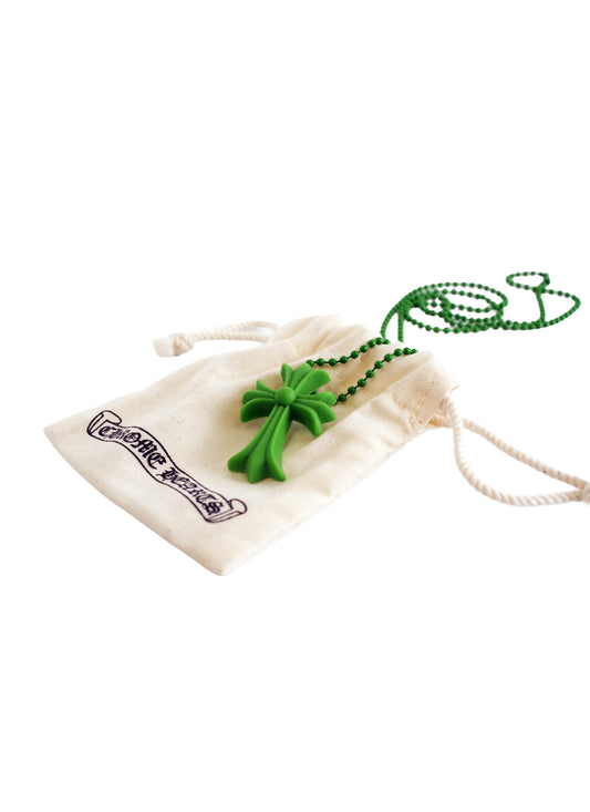 Chrome Hearts Green Silicone Cross Necklace