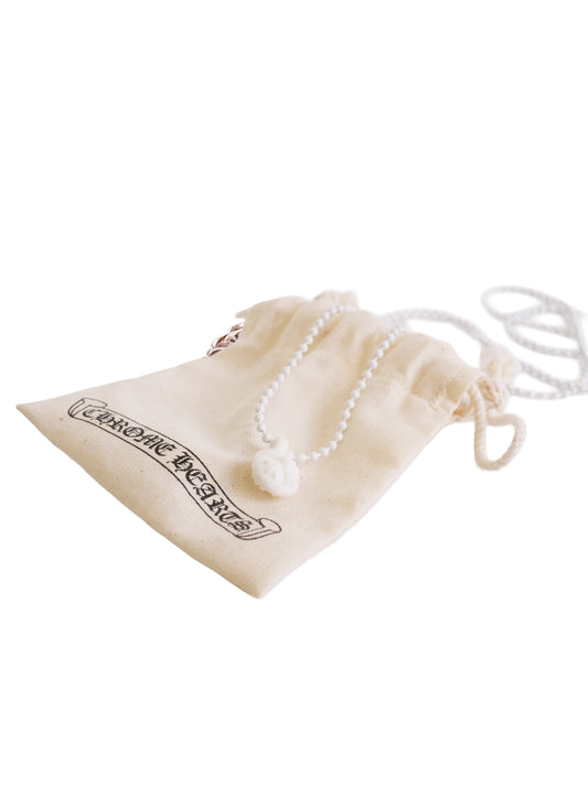 CHROME HEARTS "RESIN CROSSBALL PENDANT BALL CHAIN" NECKLACE WHITE